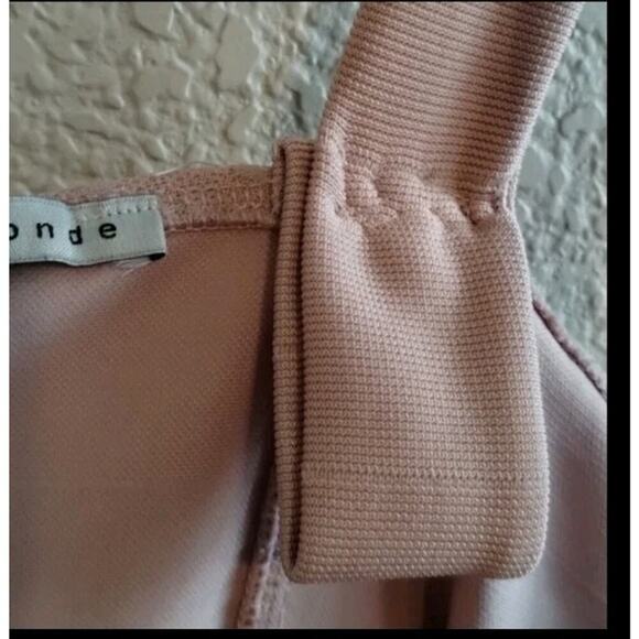 Haute Monde Ruched Polka Dot Dusty Pink Mesh Bustier Bodycon Dress Large - Picture 5 of 13